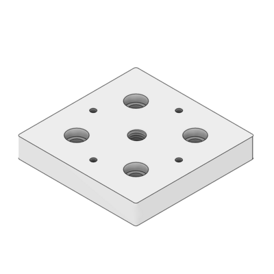 32-9090M12S-1 MODULAR SOLUTIONS FOOT & CASTER CONNECTING PLATE<BR>90MM X 90MM, M12 HOLE, SOLID ALUMINUM W/HARDWARE